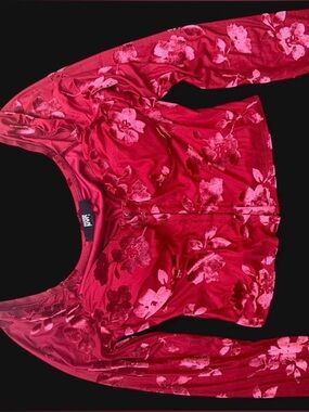 90s Madden Girl Red Floral Velvet Cropped Coset Top
